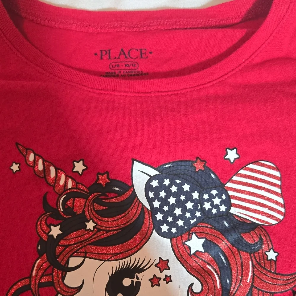 The Children's Place Red, White, And Blue Unicorn Tee